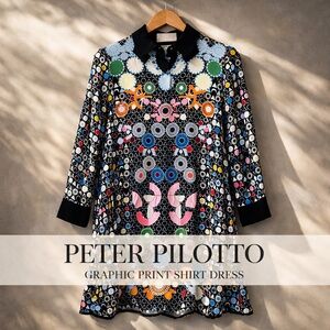 Peter Pilotto Geometric Graphic Print Shirt Dress Size 8